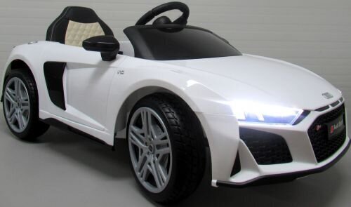 Bērnu akumulatoru auto AUDI R8 Sport WHITE, 2 vadības metodes цена и информация | Bērnu elektroauto | 220.lv