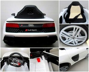 Bērnu akumulatoru auto AUDI R8 Sport WHITE, 2 vadības metodes цена и информация | Электромобили для детей | 220.lv