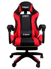 Spēļu krēsls K4 R-Sport ar kāju balstu + masieri, sarkans/melns cena un informācija | Biroja krēsli | 220.lv