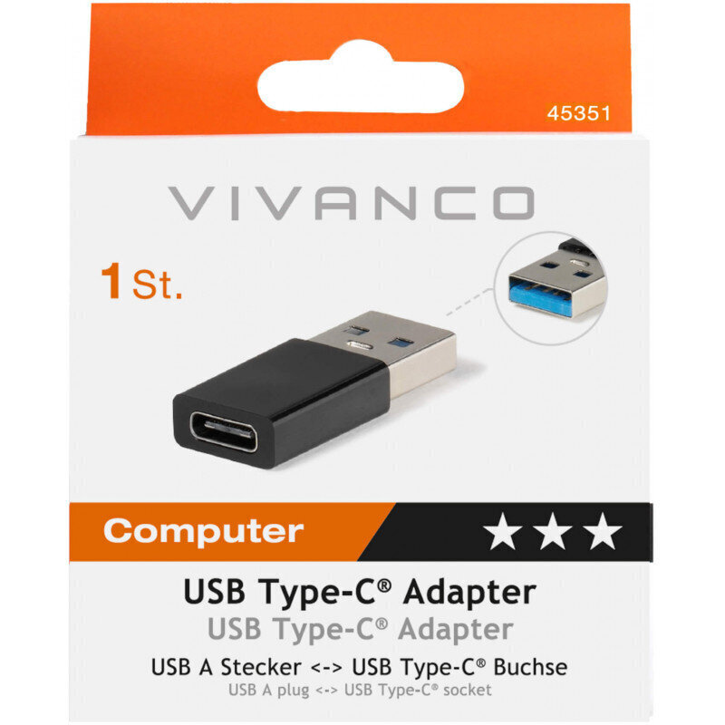 Vivanco adapteris USB-A 3.1 - USB-C (45351) цена и информация | Kabeļi un vadi | 220.lv