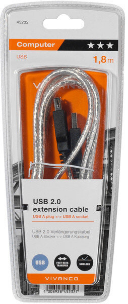 Vivanco kabelis USB 2.0 AM-AF 1,8m (45232) цена и информация | Kabeļi un vadi | 220.lv
