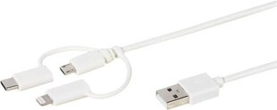 Vivanco kabelis microUSB/USB-C/Lightning 3in1 1m (38784) цена и информация | Кабели и провода | 220.lv