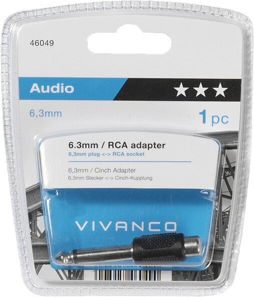 Vivanco adapteris 6,3mm - RCA (46049) цена и информация | Adapteri un USB centrmezgli | 220.lv