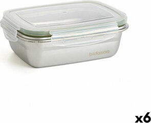 Герметичная коробочка для завтрака Bidasoa Theo 17 x 13 x 6 cm 550 ml Серебристый Металл (6 штук) цена и информация | Посуда для хранения еды | 220.lv