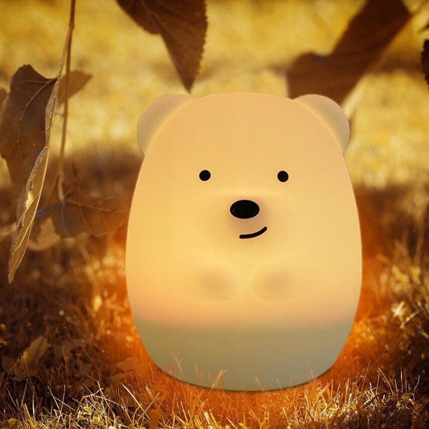 Gultas lampa Teddy Bear Bērniem Daudzkrāsains mīksts silikons RGB цена и информация | Lampas bērnu istabai | 220.lv