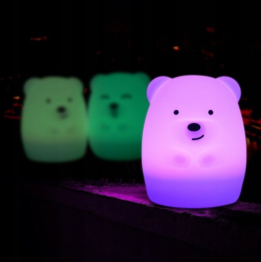 Gultas lampa Teddy Bear Bērniem Daudzkrāsains mīksts silikons RGB цена и информация | Lampas bērnu istabai | 220.lv