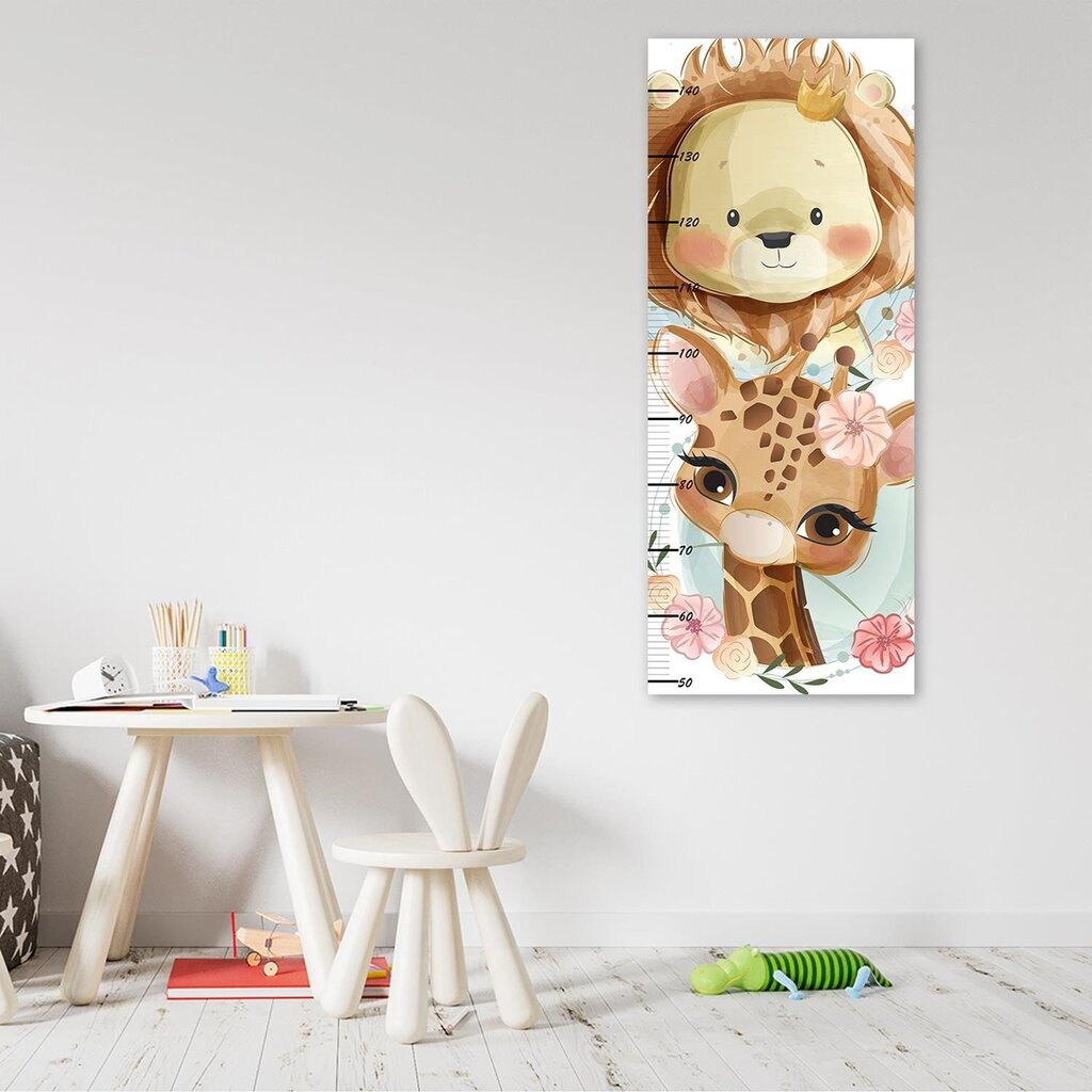 Bērnu auguma mērītājs, Lauva un žirafe, 40x100 cm цена и информация | Gleznas | 220.lv