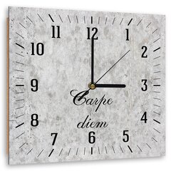 Sienas pulkstenis, Carpe diem uz viegla akmens, 40x40cm cena un informācija | Pulksteņi | 220.lv
