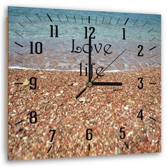 Sienas pulkstenis, Jūras krasts un akmeņi, 40x40cm cena un informācija | Pulksteņi | 220.lv