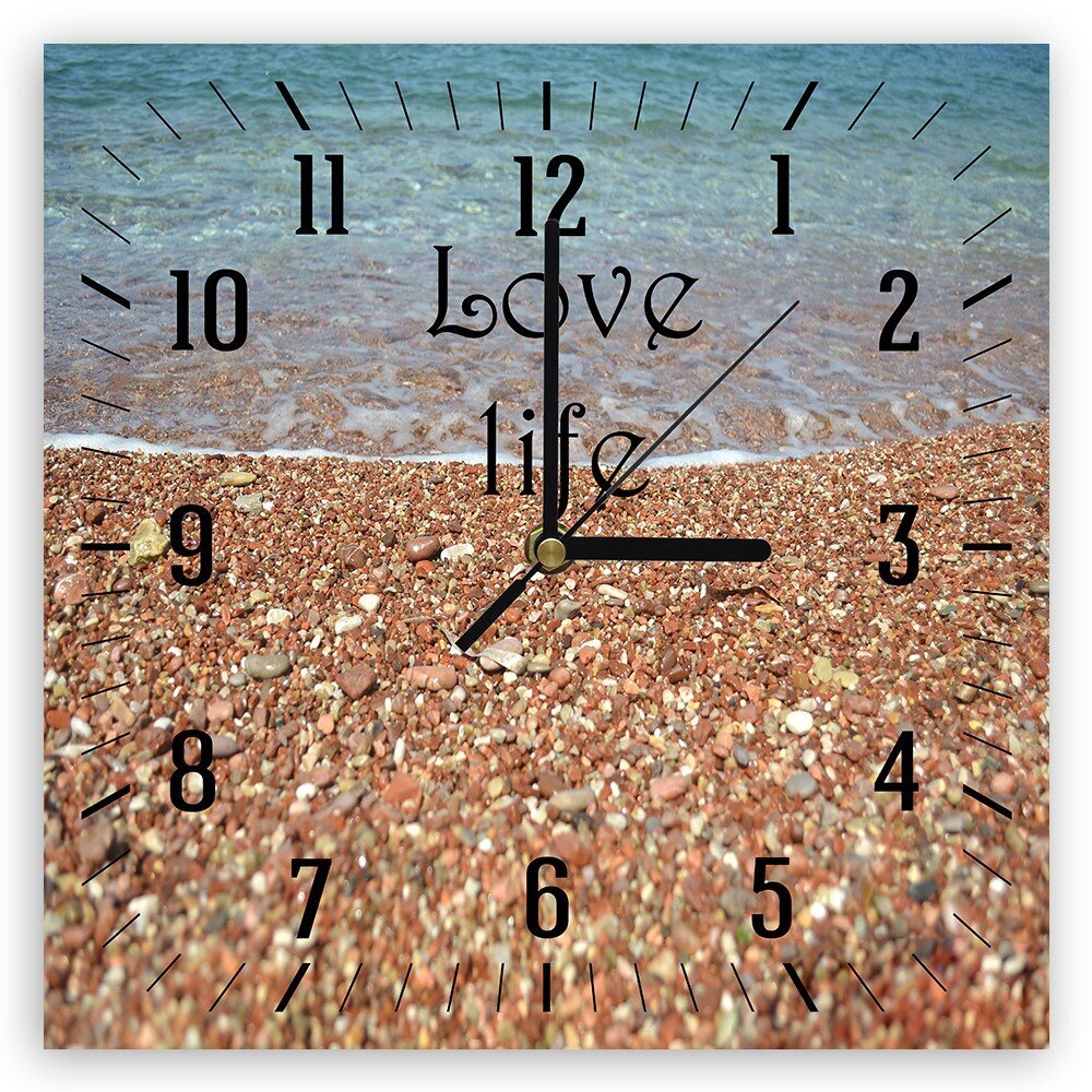Sienas pulkstenis, Jūras krasts un akmeņi, 80x80cm цена и информация | Pulksteņi | 220.lv