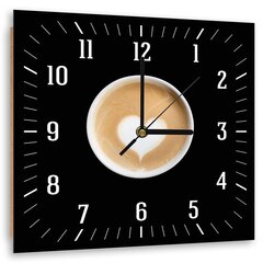 Sienas pulkstenis, Kafija ar sirdi, 60x60cm cena un informācija | Pulksteņi | 220.lv