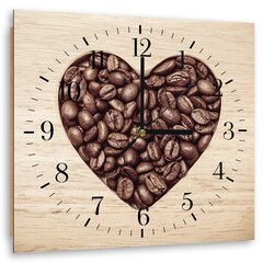 Настенные часы, Кофейное сердце, 40x40см цена и информация | Часы | 220.lv