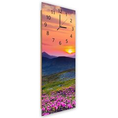 Sienas pulkstenis, Kalnu pļava saulrietā, 30x90cm cena un informācija | Pulksteņi | 220.lv