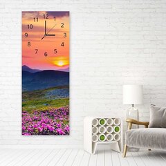 Sienas pulkstenis, Kalnu pļava saulrietā, 30x90cm цена и информация | Часы | 220.lv