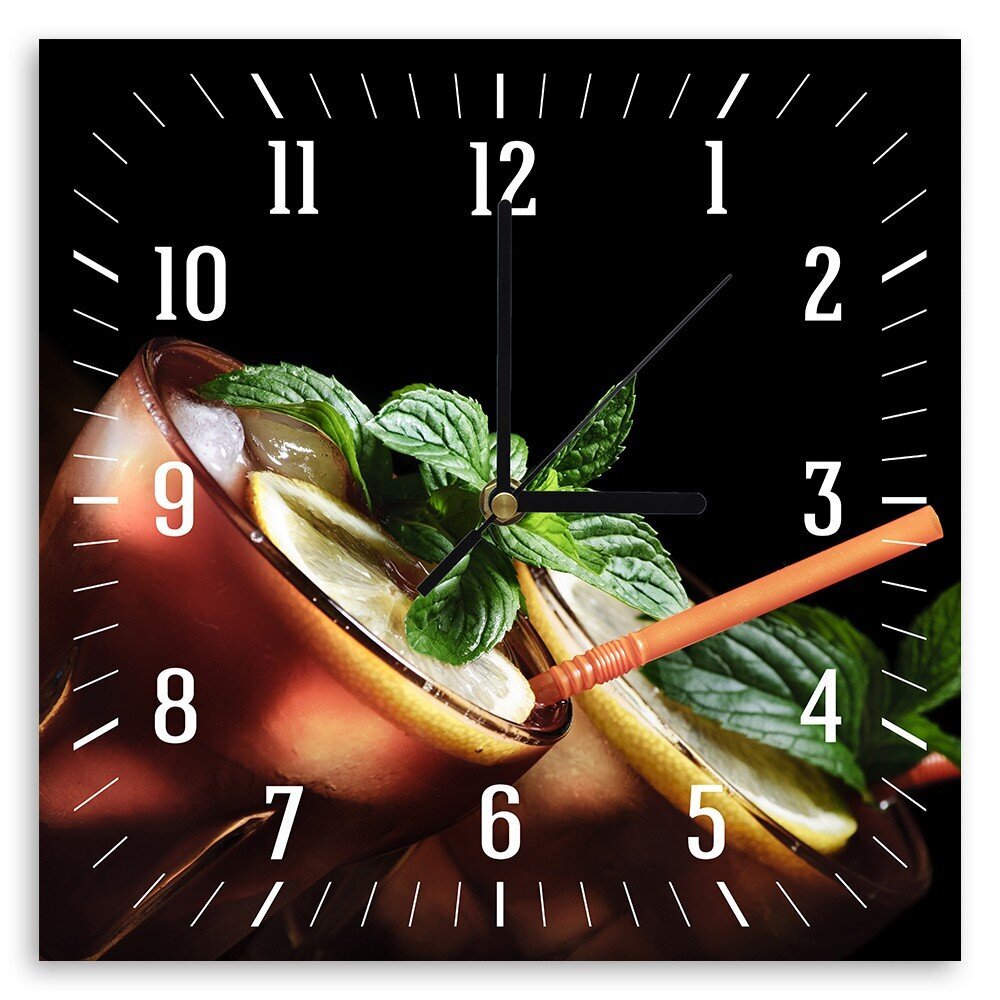 Sienas pulkstenis, Kubas bezmaksas kokteilis, 40x40cm цена и информация | Pulksteņi | 220.lv