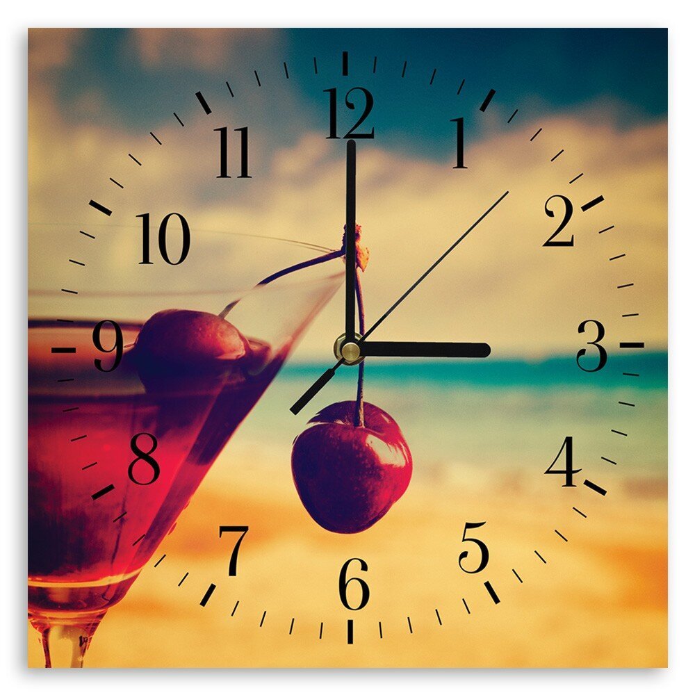 Sienas pulkstenis, Ķiršu dzēriens, 60x60cm цена и информация | Pulksteņi | 220.lv