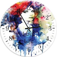 Sienas pulkstenis, Mīlestības dzīves akvarelis, 40x40cm цена и информация | Часы | 220.lv