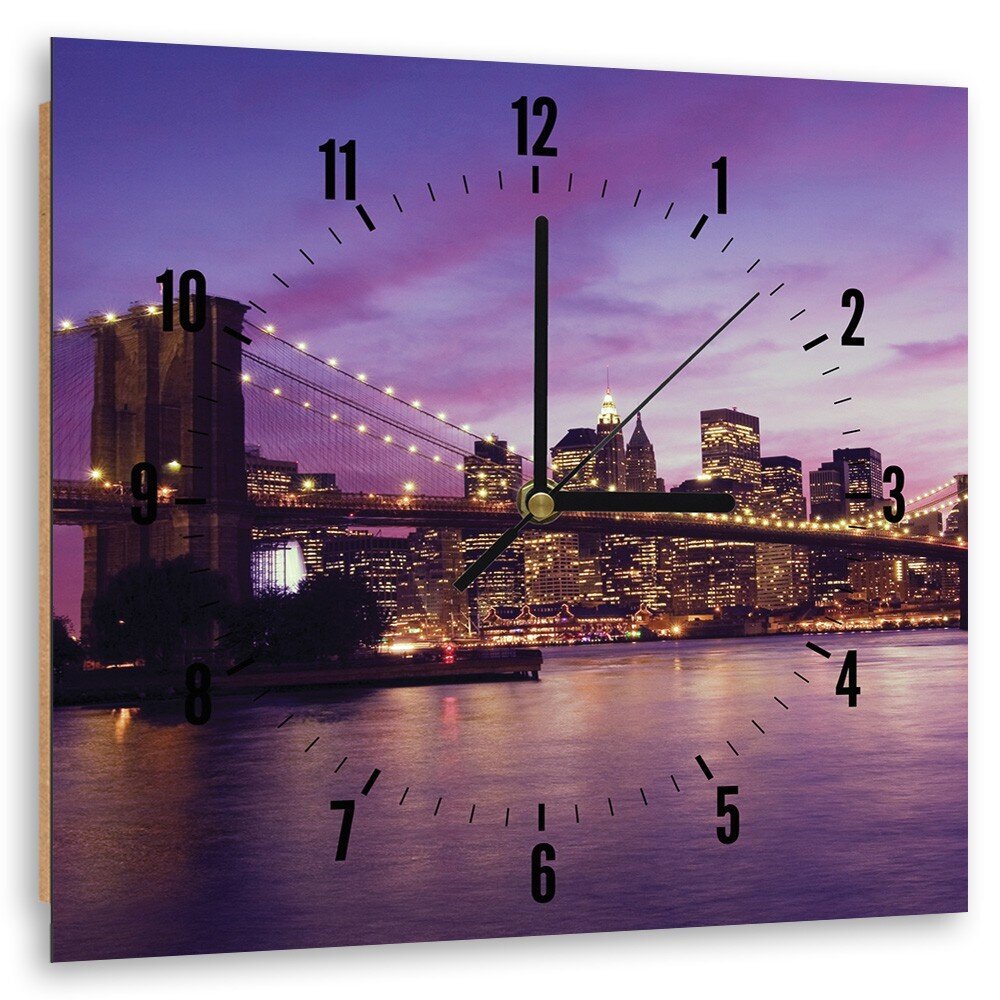 Sienas pulkstenis, Ņujorka krēslas stundā, 40x40cm cena un informācija | Pulksteņi | 220.lv