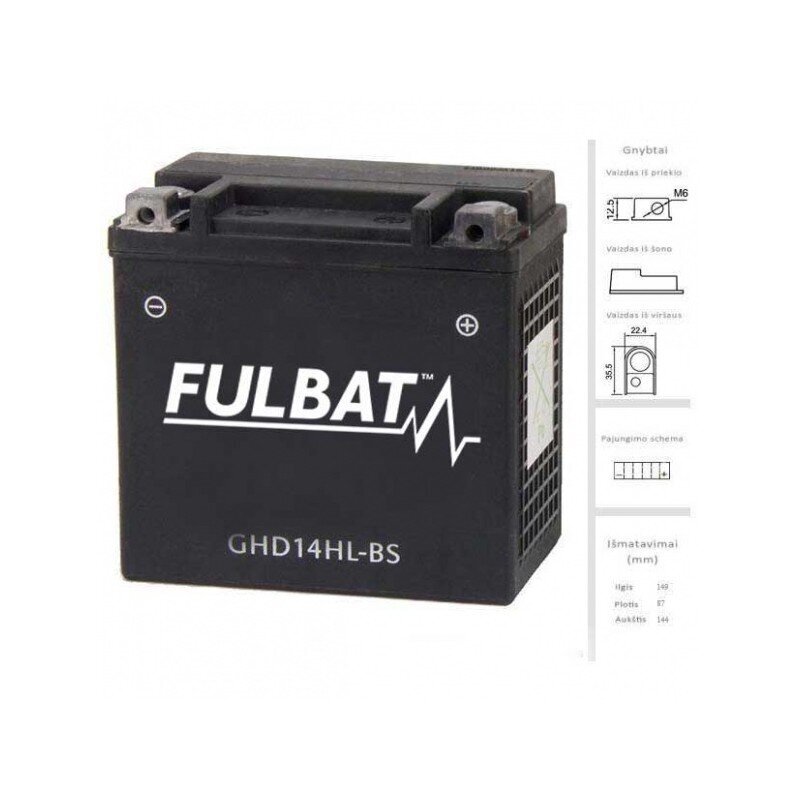 Akumulators FULBAT GHD14HL-BS, 14 Ah 12V цена и информация | Moto akumulatori | 220.lv