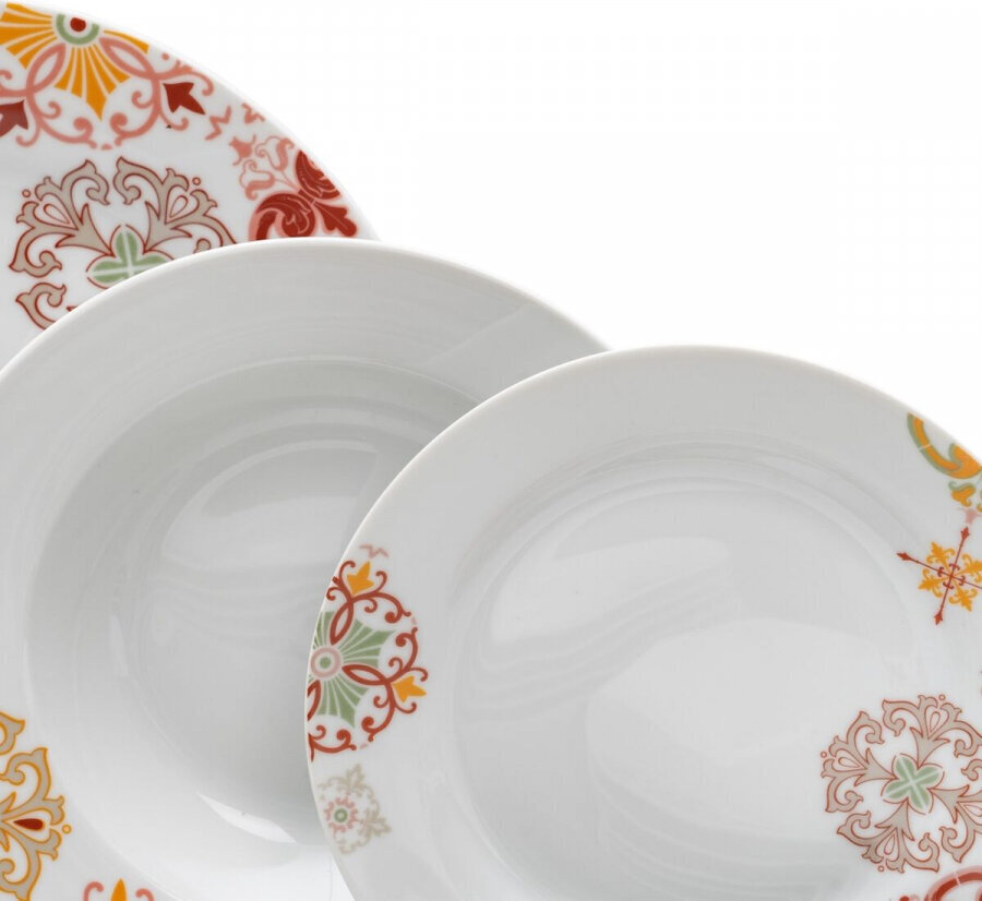 Bigbuy Home Māla trauki 18 Daudzums Porcelāns Bordo 1 cm Sinepes cena un informācija | Trauki, šķīvji, pusdienu servīzes | 220.lv