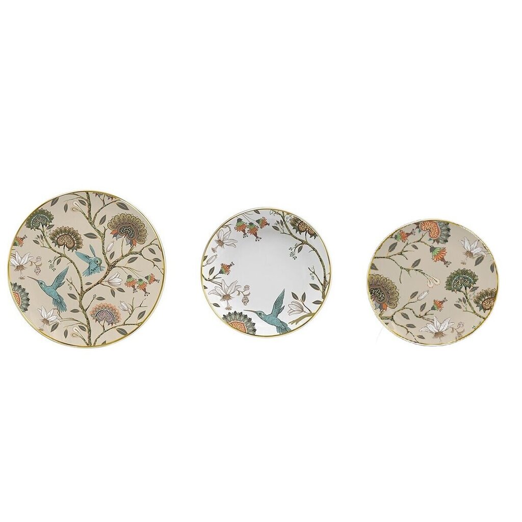 Plāksņu komplekts DKD Home Decor Porcelāns 18 Daudzums (27 x 27 x 3 cm) cena un informācija | Trauki, šķīvji, pusdienu servīzes | 220.lv