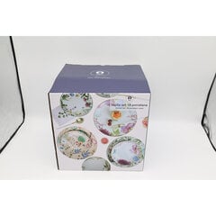 Plāksņu komplekts DKD Home Decor Porcelāns 18 Daudzums (27 x 27 x 3 cm) cena un informācija | Trauki, šķīvji, pusdienu servīzes | 220.lv