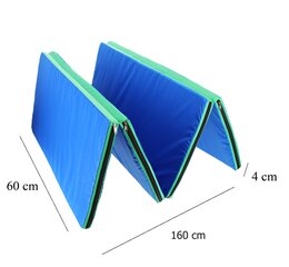 Saliekams vingrošanas matracis Sanro, 160x60x4cm, zils cena un informācija | Vingrošanas paklāji | 220.lv