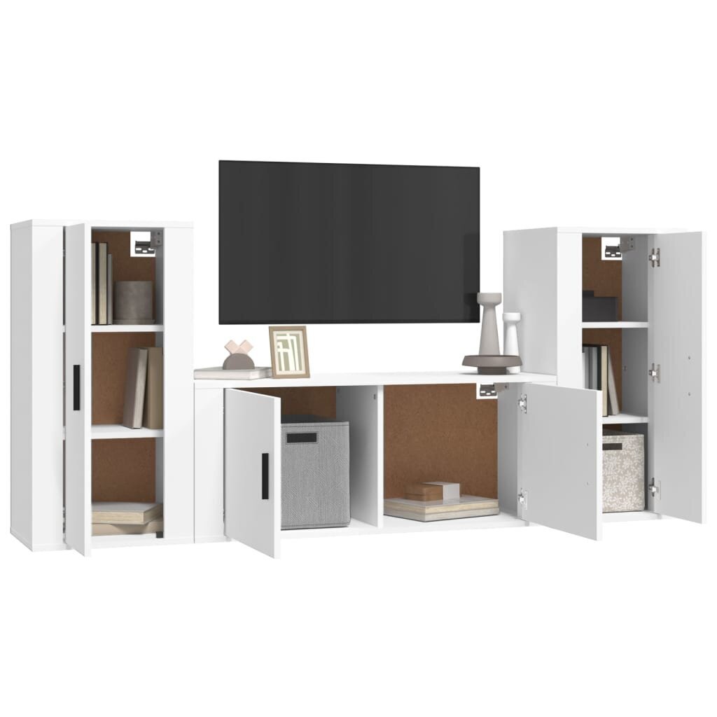 vidaXL 3-daļīgs TV skapīšu komplekts, balts, inženierijas koks цена и информация | TV galdiņi | 220.lv