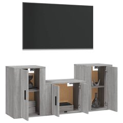 vidaXL 3-daļīgs TV skapīšu komplekts, pelēka ozola, inženierijas koks cena un informācija | TV galdiņi | 220.lv