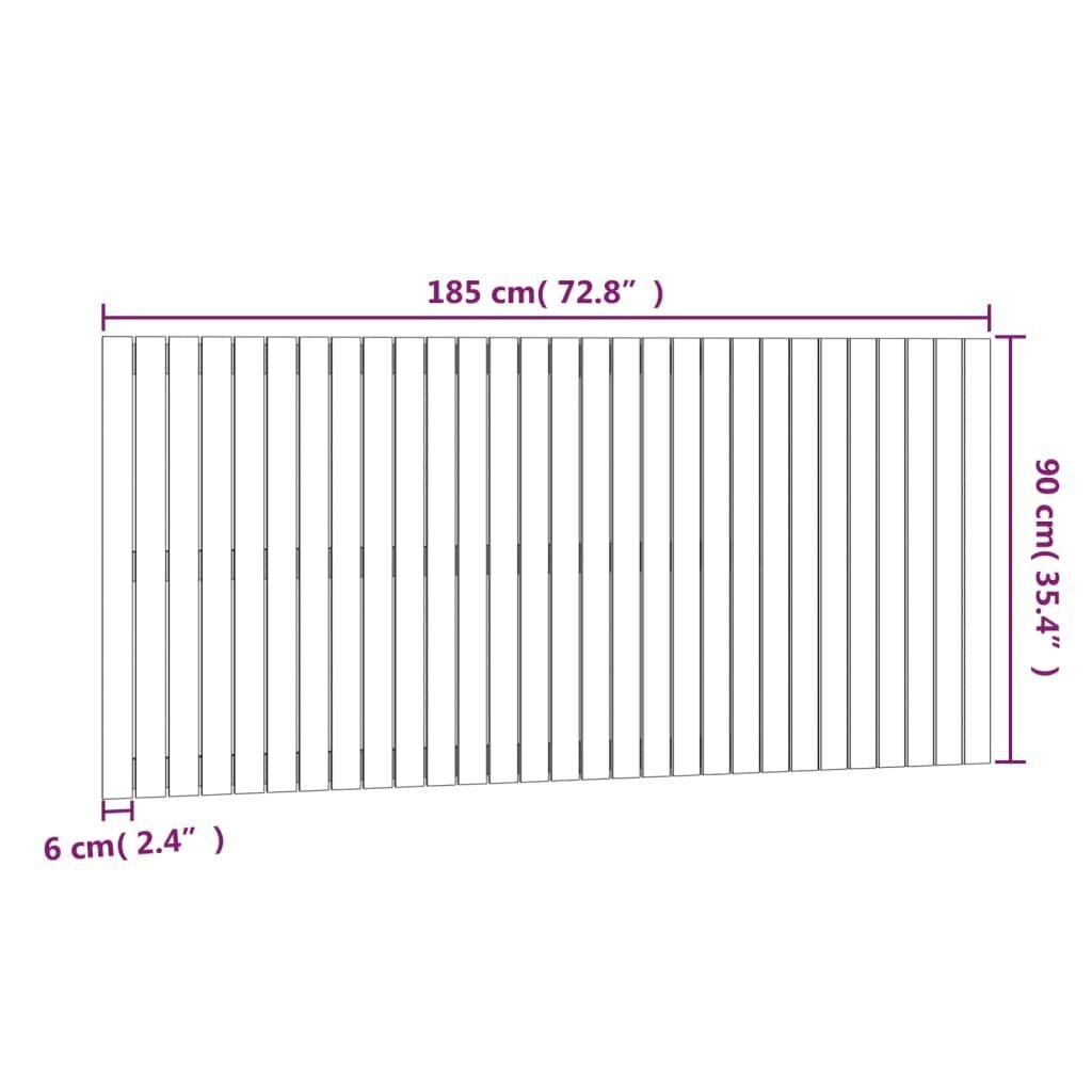 vidaXL sienas galvgalis, balts, 185x3x90 cm, priedes masīvkoks cena un informācija | Gultas | 220.lv