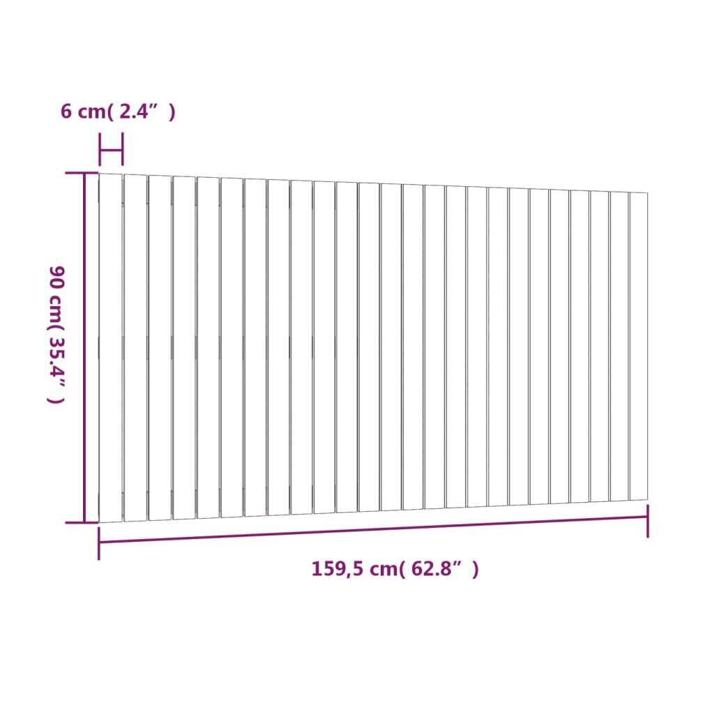 vidaXL galvgalis, medus brūns, 159,5x3x90 cm, priedes masīvkoks cena un informācija | Gultas | 220.lv