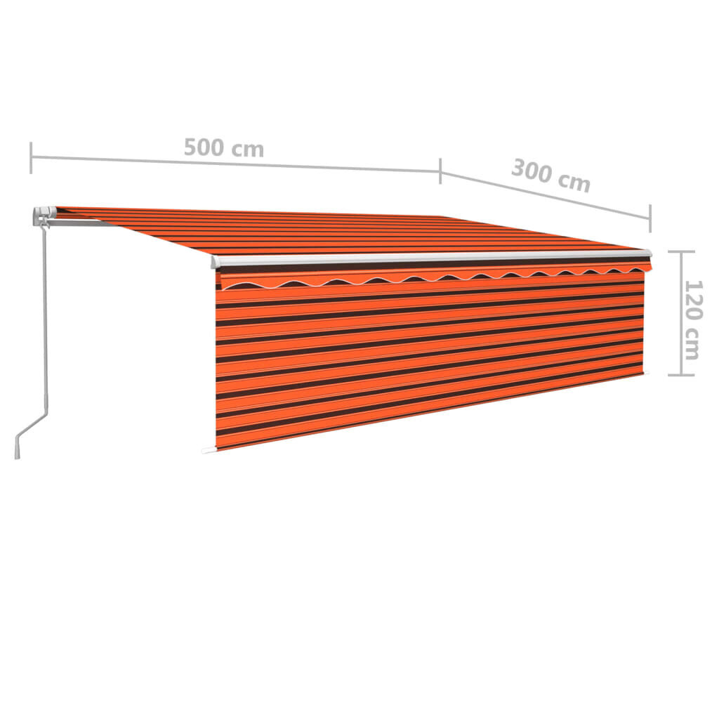 vidaXL izvelkama markīze ar žalūziju, 5x3 m, manuāla, oranža, brūna цена и информация | Saulessargi, markīzes un statīvi | 220.lv