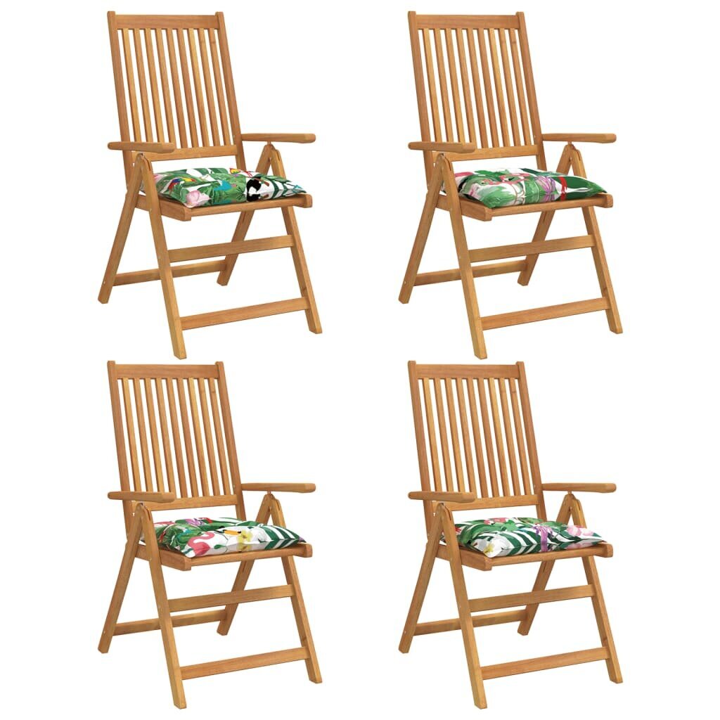 vidaXL krēslu matrači, 4 gab., 50x50x7 cm, daudzkrāsaini, audums cena un informācija | Krēslu paliktņi | 220.lv