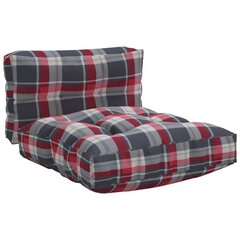 vidaXL palešu dīvāna matrači, 2 gab., sarkans četrstūru raksts cena un informācija | Krēslu paliktņi | 220.lv