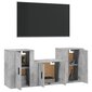 vidaXL 3-daļīgs TV skapīšu komplekts, betona pelēks, inženierijas koks cena un informācija | TV galdiņi | 220.lv