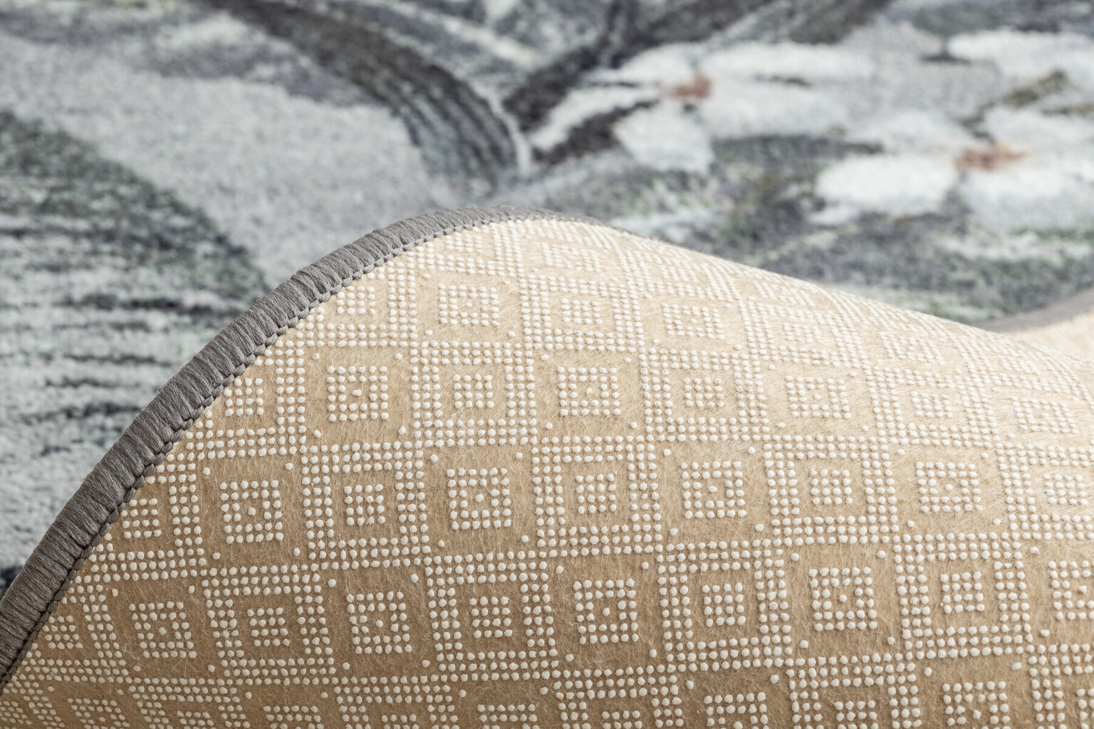 Neslīdošs paklājs MONSTERA Lapas, pelēks 100 cm цена и информация | Paklāji | 220.lv