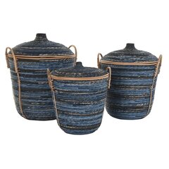 Набор корзин DKD Home Decor Чёрный Синий ротанг Boho (51 x 51 x 65 cm) цена и информация | Ящики для вещей | 220.lv