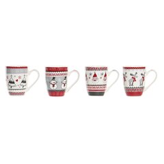 Кружка Mug DKD Home Decor Фарфор (340 мл) (4 штук) цена и информация | Стаканы, фужеры, кувшины | 220.lv