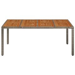 vidaXL dārza galds ar koka virsmu, 190x90x75 cm, pelēka PE rotangpalma cena un informācija | Dārza galdi | 220.lv