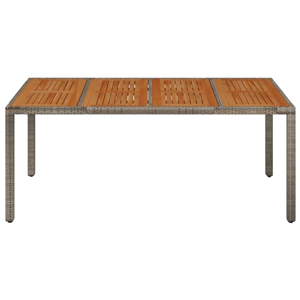 vidaXL dārza galds ar koka virsmu, 190x90x75 cm, pelēka PE rotangpalma cena un informācija | Dārza galdi | 220.lv