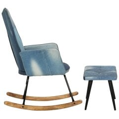 vidaXL šūpuļkrēsls ar kājsoliņu, zila džinsa tekstilmozaīkas audums cena un informācija | Atpūtas krēsli | 220.lv