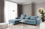 Stūra dīvāns NORE Foble Velvetmat 100, kreisās puses, zils