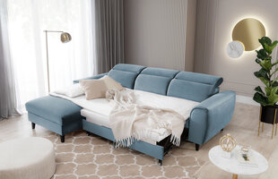 Stūra dīvāns NORE Foble Velvetmat 100, kreisās puses, zils cena un informācija | Stūra dīvāni | 220.lv
