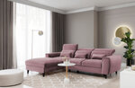 Stūra dīvāns NORE Foble Velvetmat 24, kreisās puses, rozā