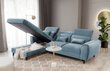 Stūra dīvāns NORE Foble Velvetmat 100, labās puses, zils cena un informācija | Stūra dīvāni | 220.lv