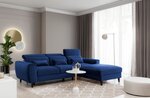 Stūra dīvāns NORE Foble Velvetmat 40, labās puses, zils