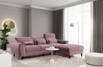 Stūra dīvāns NORE Foble Velvetmat 24, labās puses, rozā