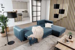Stūra dīvāns NORE Dalia Velvetmat 100, labās puses, zils cena un informācija | Stūra dīvāni | 220.lv
