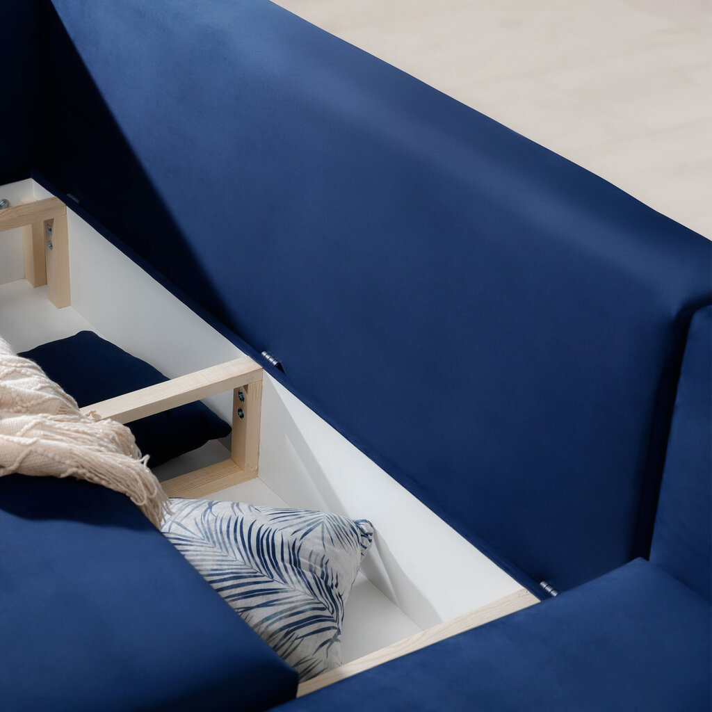Stūra dīvāns NORE Dalia Velvetmat 40, labās puses, zils cena un informācija | Stūra dīvāni | 220.lv