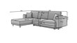 Stūra dīvāns NORE Dalia Nube 04, labās puses, pelēks cena un informācija | Stūra dīvāni | 220.lv